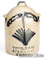 Nd St, Rare THOS. HAIG / 975 N. 2ND ST. / PHILA Bristol-Slip Stoneware Chicken Waterer, circa 1875, Stoneware