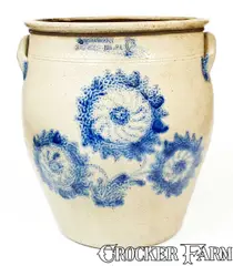 J.W. Cowden, Rare 6 Gal. J. W. COWDEN / HARRISBURG, PA Stoneware Cream Jar, circa 1861, Stoneware