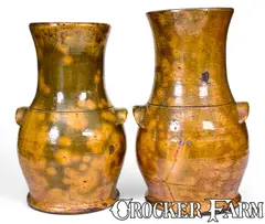 Winchester, Extremely Rare Pair of WINCHESTER / POTTERIES / VA Redware Porch Vases, circa 1930, Redware