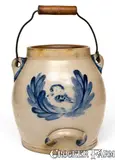 Rare COWDEN & WILCOX / HARRISBURG, PA Stoneware Batter Pail w/ Bird-in-Wreath by Cowden & Wilcox, circa 1865, Stoneware, sold Mar 2019