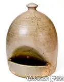 J.B. Leathers, Very Rare J.B. LEATHERS / MT. EAGLE, PA Stoneware Chicken Waterer, circa 1875, Stoneware