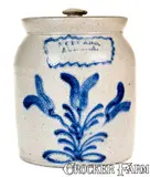 Morgans, Unusual "MORGANS / AURORA" Aurora, NY Stoneware Advertising Jar att. Cortland, NY, circa 1867-1869, Stoneware