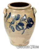 Johann Georg de Hamilton, 6 Gal. J. HAMILTON / BEAVER Stoneware Jar with Bold Cobalt Floral Decoration, circa 1850, Stoneware