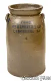 Wm Kinnier & Co, Rare 6 Gal. WM KINNIER & CO / LYNCHBURG VA Stoneware Churn (Strasburg, VA origin), circa 1880, Stoneware