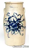 4 Gal. E. & L. P. NORTON / BENNINGTON, VT Stoneware Churn w/ Elaborate Floral Decoration by E & L P Norton, circa 1870, Stoneware, sold Mar 2019