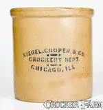 Cooper & Co., Rare Red Wing SIEGEL, COOPER & CO. / CROCKERY DEPT / CHICAGO, ILL Stoneware Crock, late 19th century, Stoneware