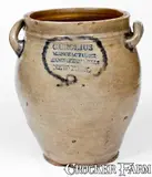 C. Crolius, Rare C. CROLIUS / MANUFACTURER / MANHATTAN WELLS / NEW-YORK Stoneware Jar, early 19th century, Stoneware