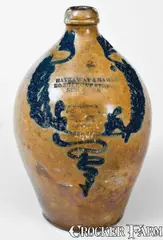 C. C. Lawrence, Very Rare New York City Advertising Jug by C. C. LAWRENCE / PERTH AMBOY / N. JERSEY, first quarter 19th century, Stoneware