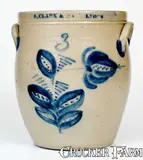 N. Clark & Co., 3 Gal. N. CLARK & CO. / LYONS Stoneware Jar with Elaborate Floral Decoration