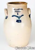 Clark & Fox, CLARK & FOX / ATHENS 3 Gal. Stoneware Churn w/ Cobalt Decoration, circa 1835, Stoneware