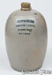 J. C. Wheeler, J. C. WHEELER / GROCERIES & LIQUORS / BALTIMORE Stoneware Advertising Jug, circa 1875, Stoneware