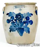 Outstanding COWDEN & WILCOX / HARRISBURG, PA Six-Gallon Cornucopia Jar by Cowden & Wilcox, circa 1865, Stoneware, sold Nov 2018
