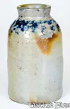 JOHN BELL / WAYNESBORO Stoneware Canning Jar with Sponged Cobalt Decoration by John Bell, circa 1850-1880, Stoneware, sold Nov 2018