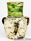 J. Eberly & Bro, Very Rare J. EBERLY & BRO. / STRASBURG, VA Three-Handled Redware Vase, circa 1890, Redware