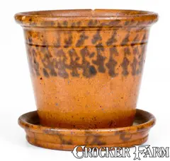 David Smith, W. SMITH / WOMELSDORF Redware Flowerpot w/ Manganese Decoration, circa 1880, Redware