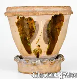 Solomon Bell, Exceptional SOLOMON BELL / STRASBURG, / Va. Redware Flowerpot, circa 1875, circa 1875, Redware
