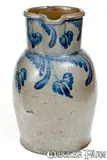 W.H. Lehew & Co., Rare W.H. LEHEW & CO / STRASBURG, VA Cobalt-Decorated Stoneware Pitcher, circa 1870, Stoneware