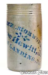 Excelsior Works, EXCELSIOR WORKS / Isaac Hewitt, Jr. / RICES LANDING, PA Stoneware Canning Jar, circa 1875, Stoneware