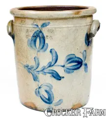 S. Johnston & Son, Rare S. JOHNSTON & SON / BEAVER, PA Stoneware Jar with Floral Decoration, circa 1870, Stoneware