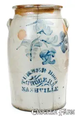 A. Russell, Rare NASHVILLE, TN Stoneware Advertising Churn by A. RUSSELL / BEAVER, PA, circa 1875, Stoneware