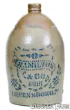 J. Hamilton & Co., J. HAMILTON & CO. / GREENSBORO, PA Stoneware Jug with Stenciled Shield Motif, circa 1875, Stoneware