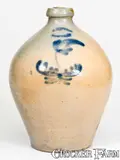 S. Risley, One-Gallon S. RISLEY / NORWICH Stoneware Jar with Cobalt Floral Decoration, circa 1840, Stoneware