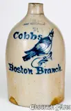 Ottman Bros. & Co., Outstanding "Cobbs / Boston Branch" OTTMAN BROS. & CO. / FORT EDWARD, NY Bird Jug