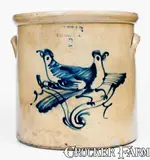 Ottman Bros. & Co., 6 Gal. OTTMAN BROS. & CO. / FORT EDWARD, NY Stoneware Double Bird Crock