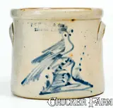 F. T. Wright & Son, F. T. WRIGHT & SON / TAUNTON, MASS. Stoneware Crock w/ Bird-on-Stump Decoration, circa 1875, Stoneware
