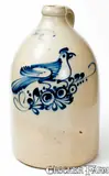 Ottman & Co., 5 Gal. HAXSTUN, OTTMAN & CO. / FORT EDWARD, NY Stoneware Bird Jug, circa 1875, Stoneware