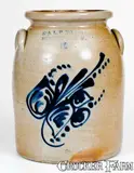 E. & L. P. NORTON / BENNINGTON, VT Stoneware Jar with Floral Decoration by E & L P Norton, circa 1870, Stoneware, sold Nov 2018