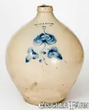 Norton & Fenton, 3 Gal. NORTON & FENTON / BENNINGTON, VT Stoneware Jug w/ Floral Decoration
