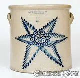 A.O. Whittemore, 5 Gal. A. O. WHITTEMORE / HAVANA, NY Stoneware Crock w/ Elaborate Starburst