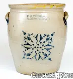 F.H. Cowden, F. H. COWDEN / HARRISBURG, PA 3 Gal. Stoneware Jar w/ Stenciled Design