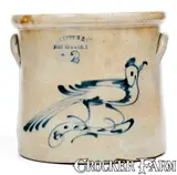 Haxstun & Co., 2 Gal. HAXSTUN & CO. / FORT EDWARD, NY Stoneware Crock w/ Bird Decoration