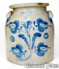 S. T. Brewer, 4 Gal. S. T. BREWER / HAVANA Stoneware Jar with Floral Decoration, circa 1855, Stoneware