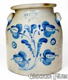 S. T. Brewer, 4 Gal. S. T. BREWER / HAVANA Stoneware Jar with Floral Decoration, circa 1855, Stoneware