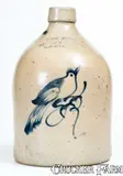 1 Gal. NEW YORK STONEWARE CO. / FORT EDWARD, NY Stoneware Bird Jug by New York Stoneware Co., circa 1875, Stoneware, sold Nov 2018