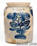 J Mantell, J. MANTELL / PENN YAN, NY Stoneware Jar with Elaborate Floral Decoration, circa 1860, Stoneware