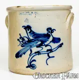 Fine J. NORTON & CO. / BENNINGTON, VT 4 Gal. Stoneware Double-Bird Crock by J. Norton & Co., circa 1860, Stoneware, sold Jul 2018