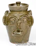 B.B. Craig, B. B. CRAIG / VALE, NC Lidded Stoneware Face Vessel