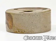C. CROLIUS / STONEWARE MANUFACTURER / Manhattan-Wells, / NEW-YORK Stoneware Inkwell by C. Crolius Stoneware, early 19th century, Stoneware, sold Jul 2018