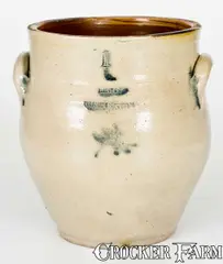 James Otto Lewis, Very Rare 1 Gal. LEWIS / HUNTINGTON Stoneware Jar with Asterisk Decoration, circa 1830-1854, Stoneware