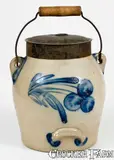 Rare 1 Gal. COWDEN & WILCOX / HARRISBURG, PA Stoneware Batter Pail w/ Cherries by Cowden & Wilcox, circa 1865, Stoneware, sold Jul 2018