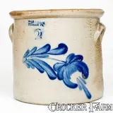 Evan R. Jones, EVAN R. JONES / PITTSTON, PA Stoneware Crock with Floral Decoration, circa 1875, Stoneware