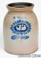 T.G. Daub, Rare T. G. DAUB / EASTON, PA Stoneware Jar with Floral/Face Decoration, late 19th century, Stoneware