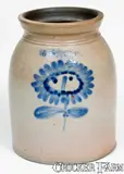 T.G. Daub, Rare T. G. DAUB / EASTON, PA Stoneware Jar with Floral/Face Decoration, late 19th century, Stoneware