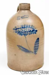 T.G. Daub, T. G. DAUB / EASTON, PA Stoneware Jug with Sunflower Decoration, late 19th century, Stoneware