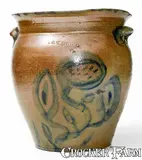 T R Waddell, Very Rare T R WADDELL / VA (Alleghany County, VA) Decorated Stoneware Jar, mid 19th century, Stoneware