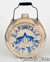Thomas Bardwell, BARDWELL'S / ROOT BEER Stoneware Canteen, Whites Pottery, Utica, NY, late 19th century, late 19th century, Stoneware